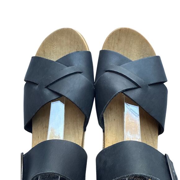 No. 6 Store Shelby Clog on Mid Wedge in Black Leather Size 38 - Picture 3 of 8